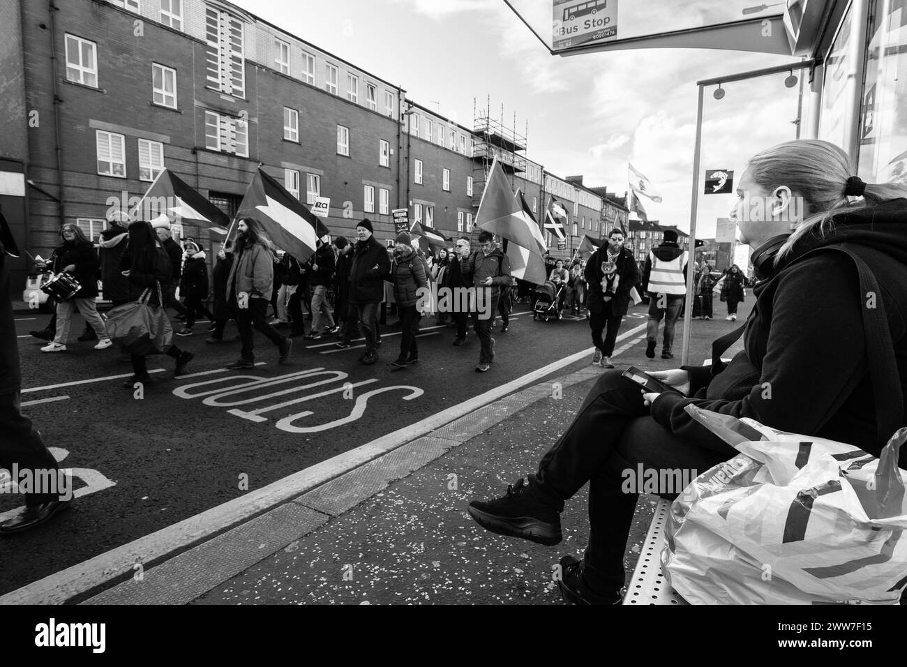 ProPalestine Demonstration In East End Of Glasgow Stock Photo