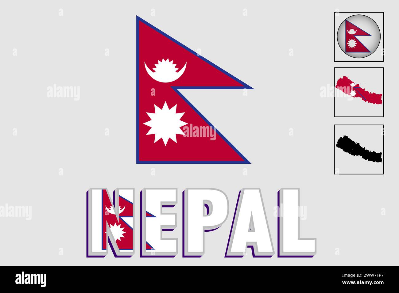 Nepal flag and map in a vector graphic Stock Vector