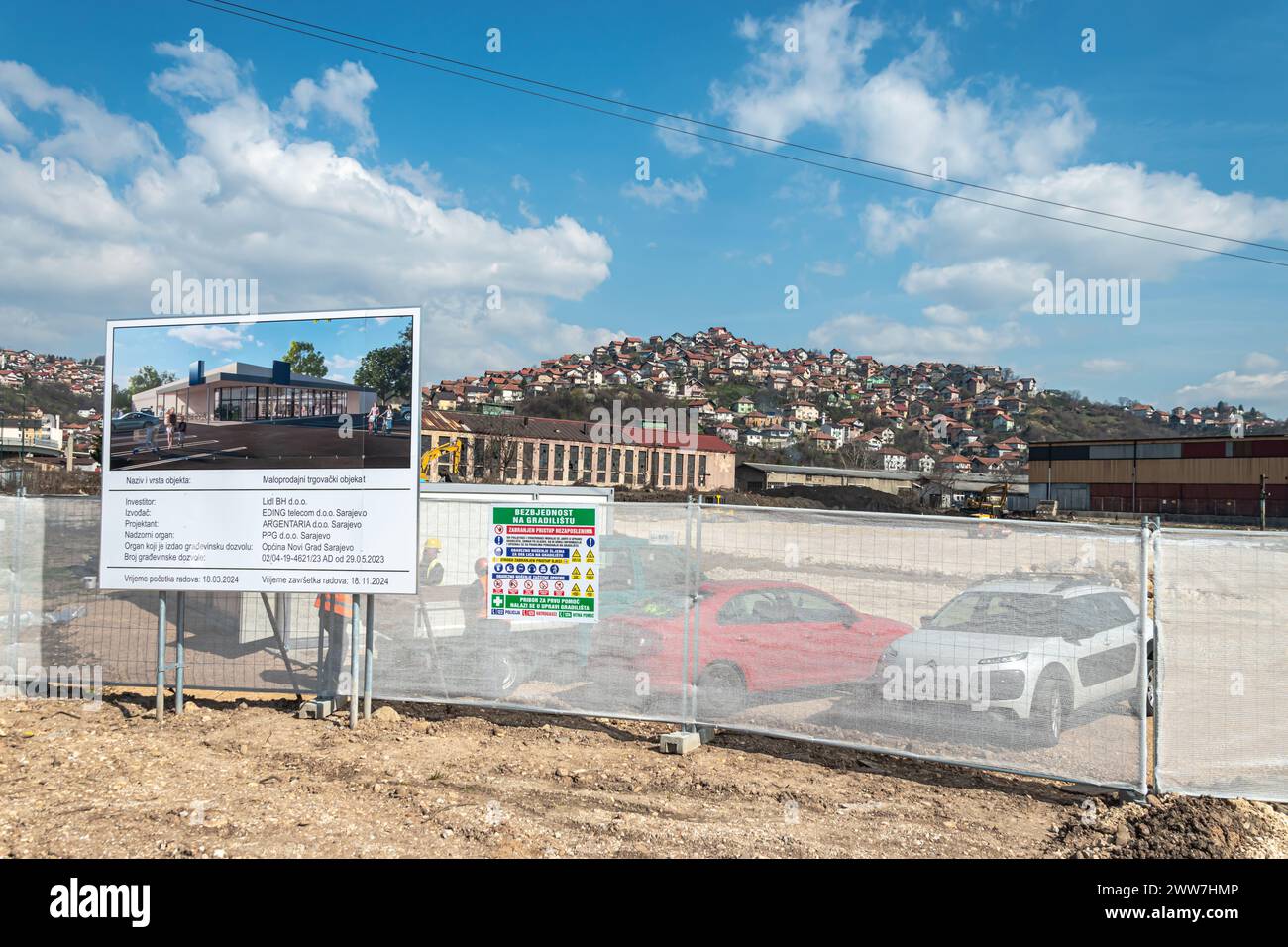 Construction site of the first Lidl retail facility in Sarajevo Stock Photo