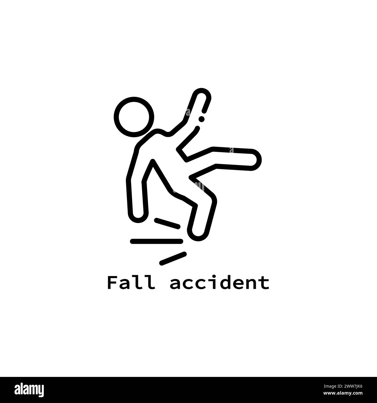 Fall Accident icon. Black filled vector illustration. Fall Accident symbol on white background. Can be used in web and mobile. Stock Vector
