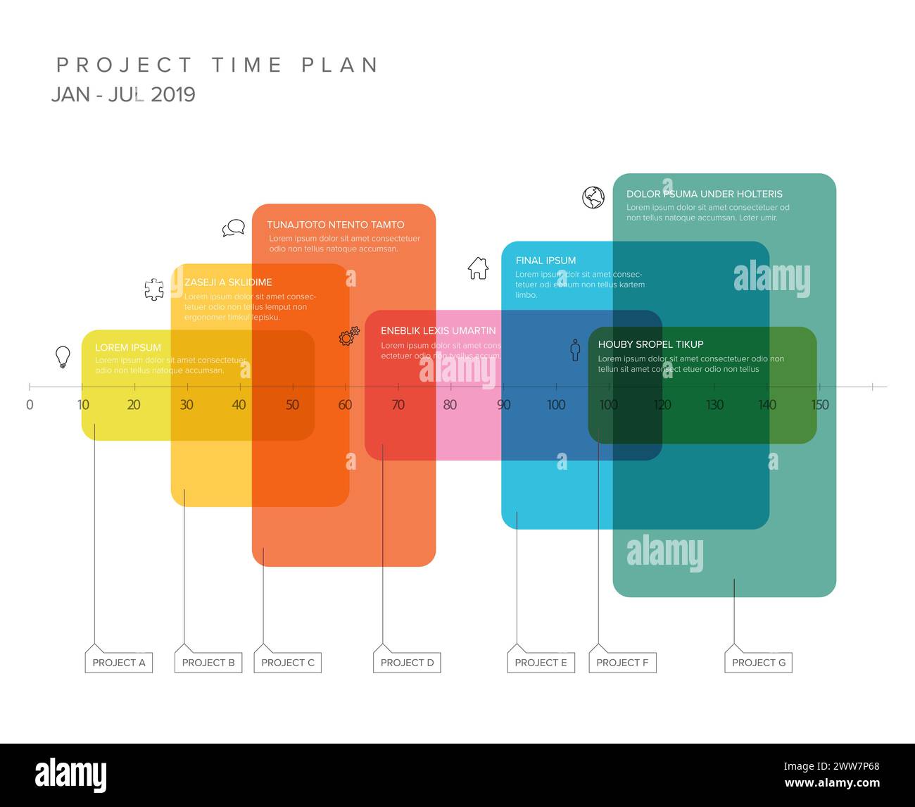 Vector project timeline graph - gantt progress chart with highlighet ...