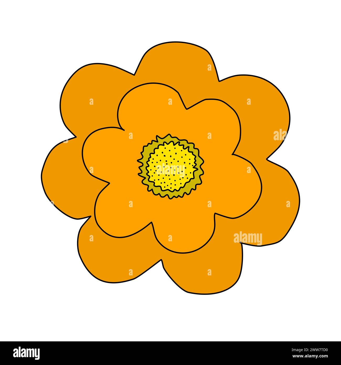Simple orange meadow flower, spring design element, vector illustration ...