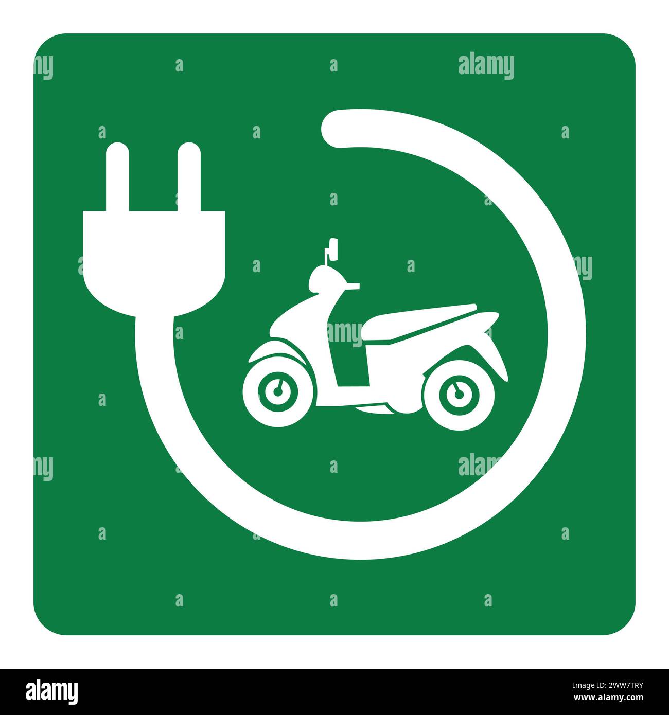 The electric Bike charging point sign on green background drawing by illustration Stock Photo