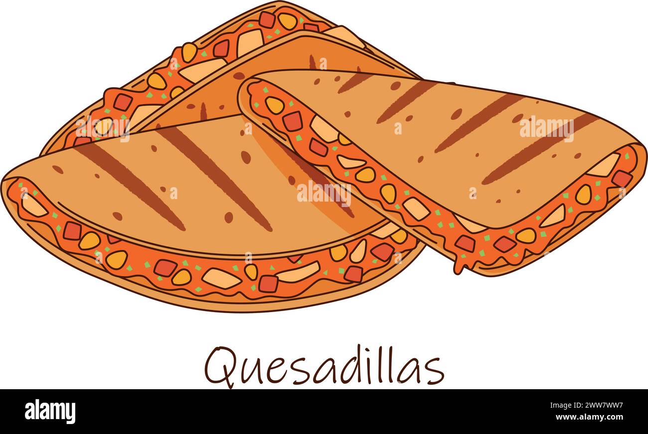 Vector illustration of several pieces of quesadilla with cheese and vegetables Stock Vector ...