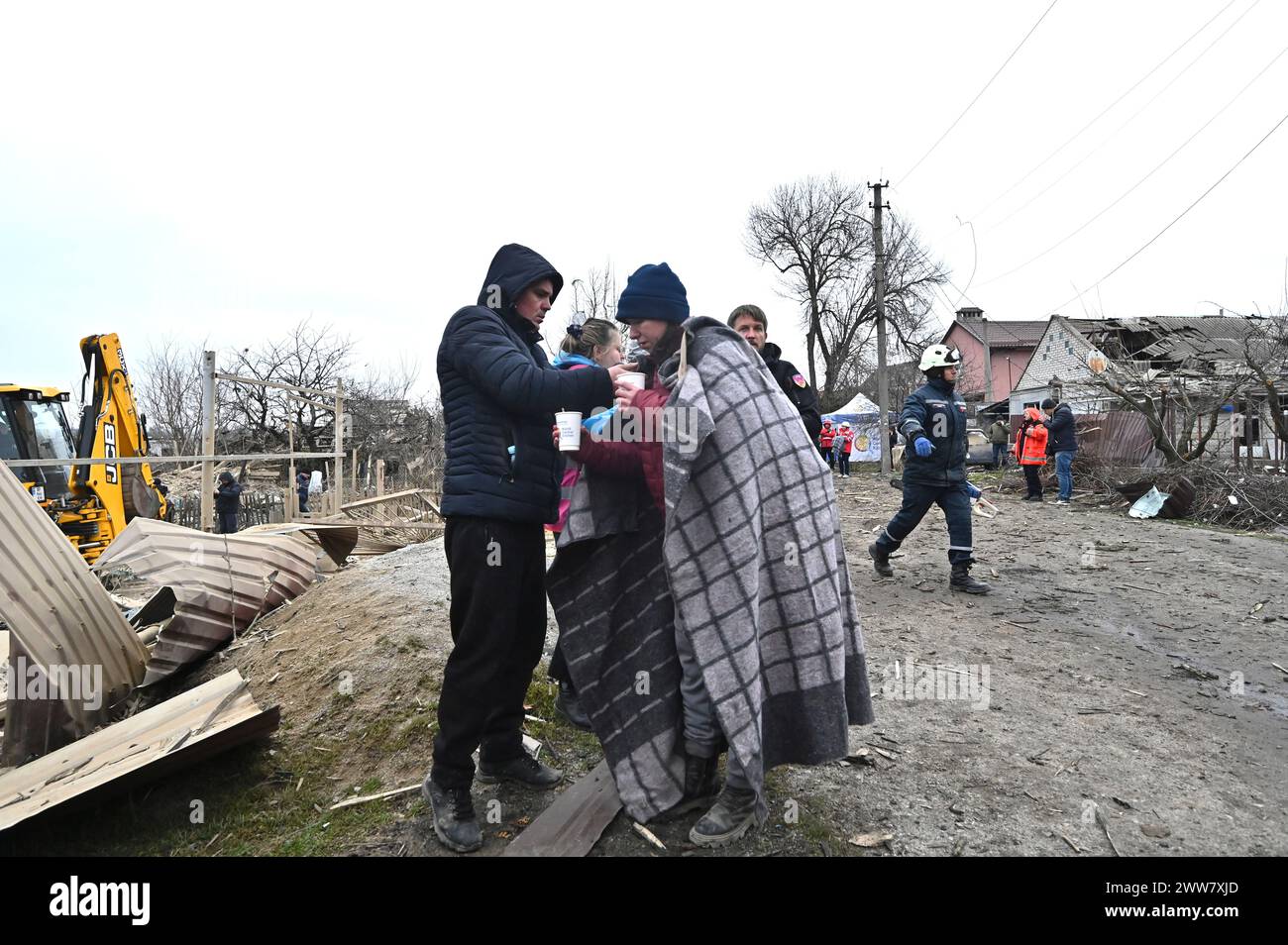 ZAPORIZHZHIA, UKRAINE - MARCH 22, 2024 - Victims of a massive missile strike by Russian troops on Zaporizhzhia, south-eastern Ukraine. Stock Photo