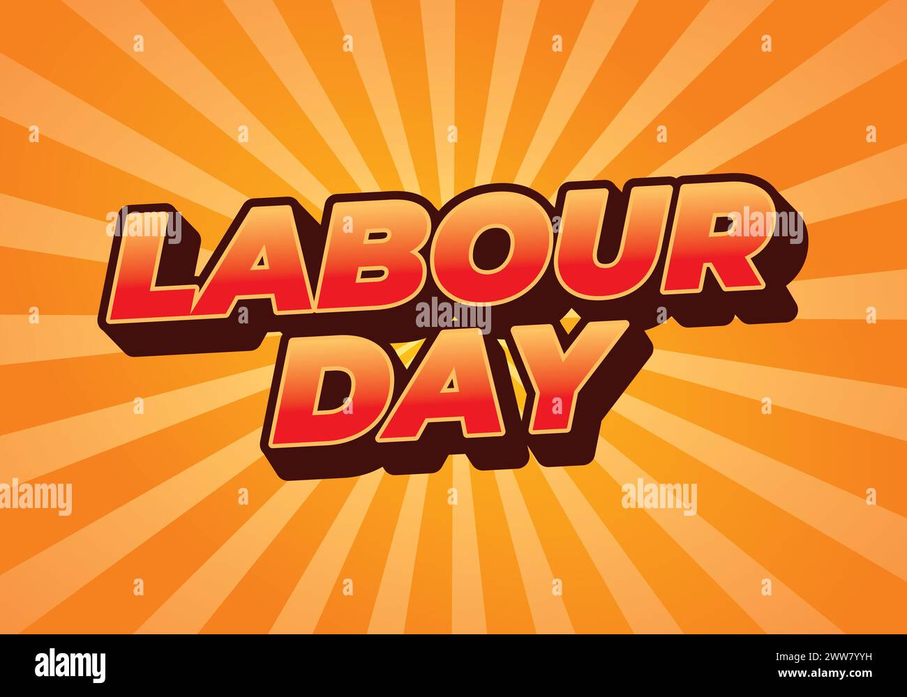 Labour day. Text effect design in red orange color with eye catching effect Stock Vector