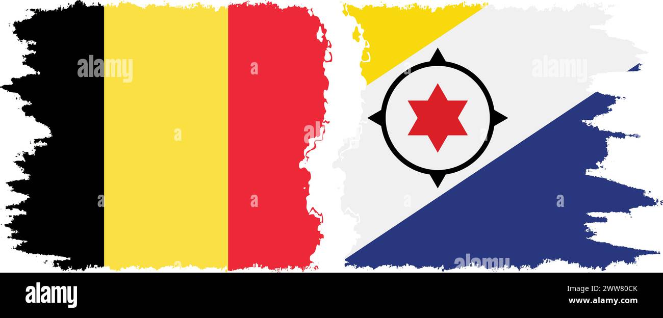 Bonaire and Belgium grunge flags connection, vector Stock Vector
