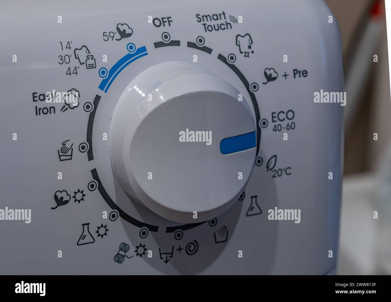 Saving water and energy ecological washing machines ecological washing program ECO Stock Photo