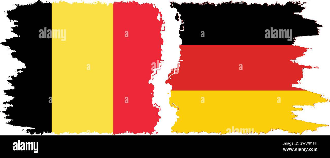 Germany and Belgium grunge flags connection, vector Stock Vector