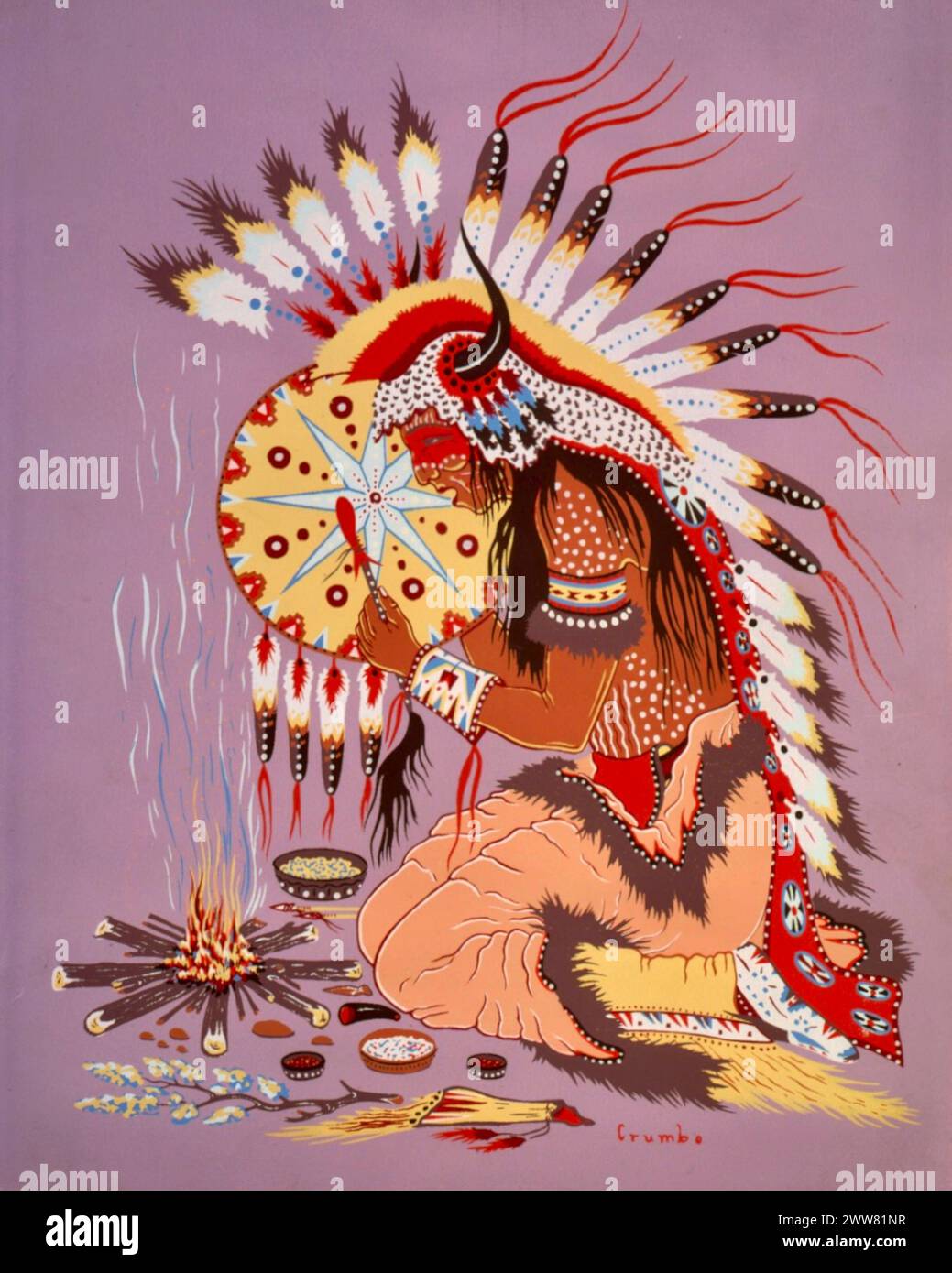 Woody Crumbo Medecine Song American Indian medicine man, in