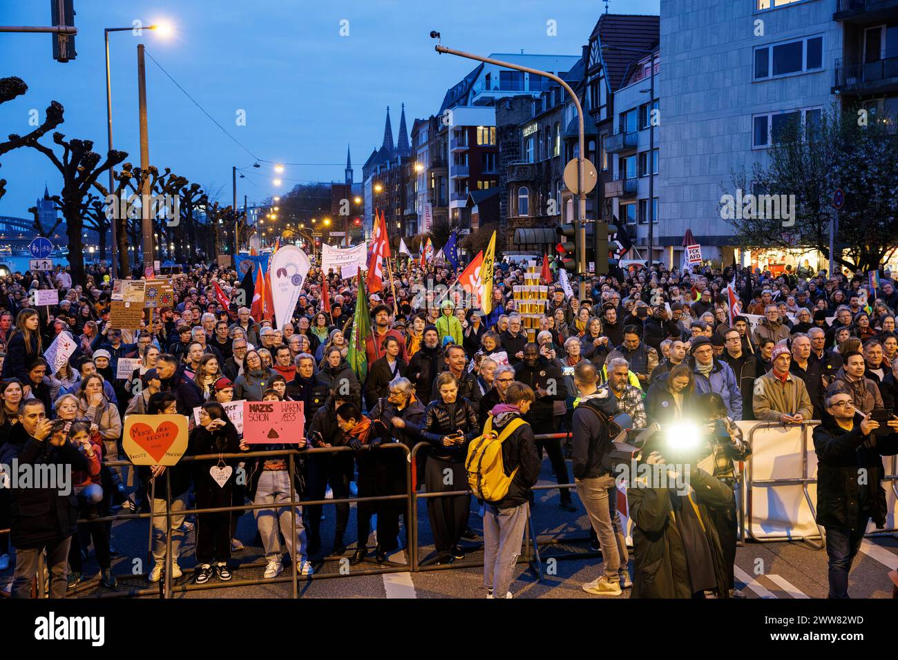 on the International Day against Racism citizens demonstrate against right-wing extremism and the AFD party, for democracy and fundamental rights, Col Stock Photo