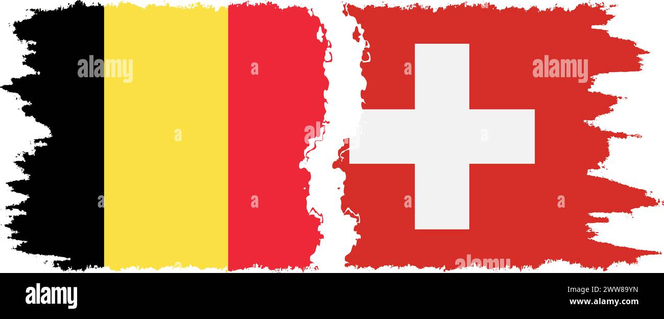 Switzerland and Belgium grunge flags connection, vector Stock Vector