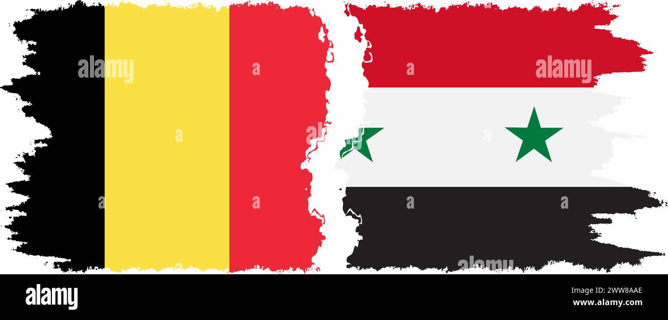 Syria and Belgium grunge flags connection, vector Stock Vector