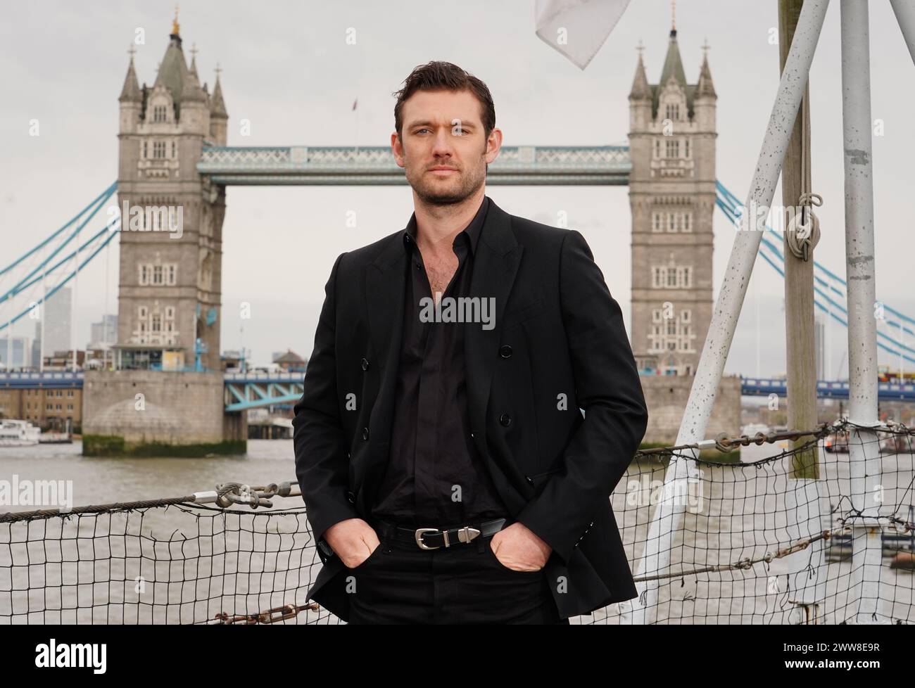 Alex Pettyfer attends a photo call for The Ministry of Ungentlemanly Warfare at HMS Belfast, in London. Picture date: Friday March 22, 2024. Stock Photo