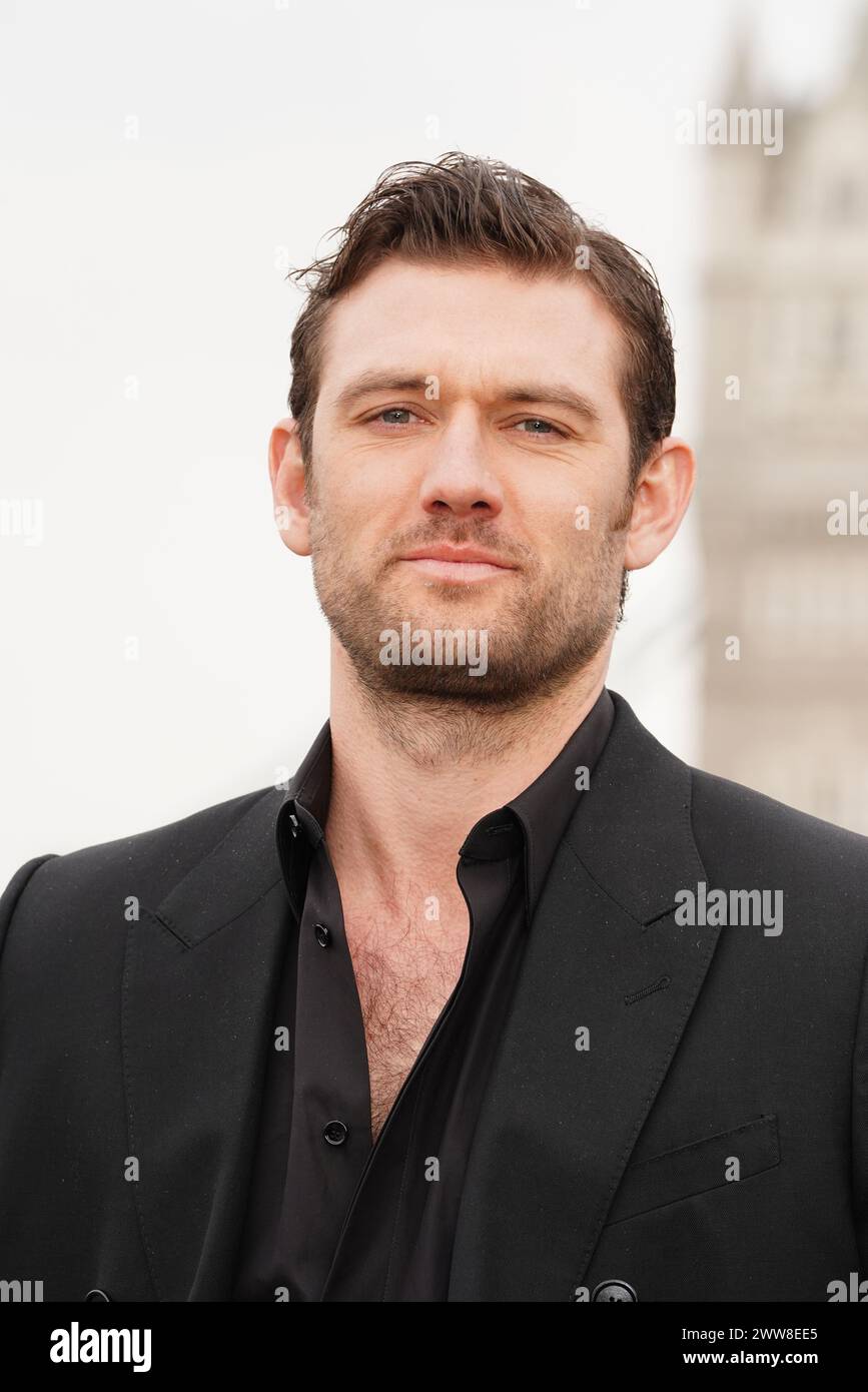 Alex Pettyfer attends a photo call for The Ministry of Ungentlemanly Warfare at HMS Belfast, in London. Picture date: Friday March 22, 2024. Stock Photo