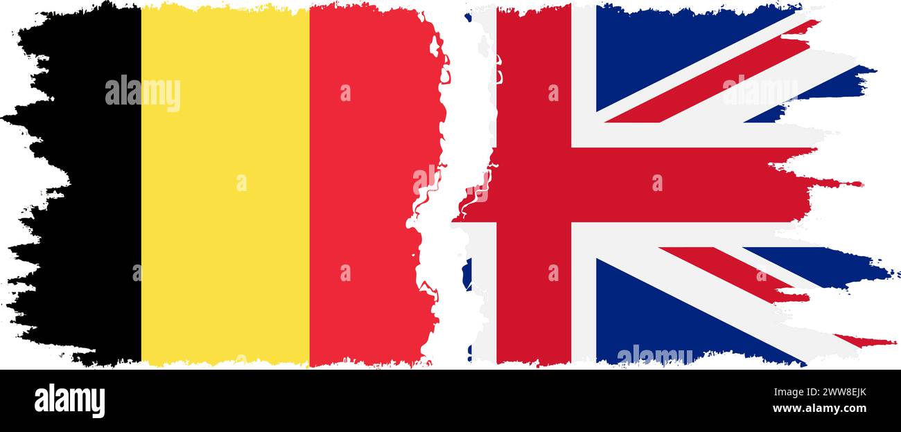 UK and Belgium grunge flags connection, vector Stock Vector