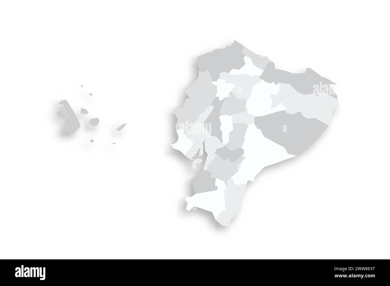 Ecuador Political Map Of Administrative Divisions Provinces Grey Ecuador Political Map Of Administrative Divisions Provinces Grey Blank Flat Vector Map With Dropped Shadow 2WW8EXT 