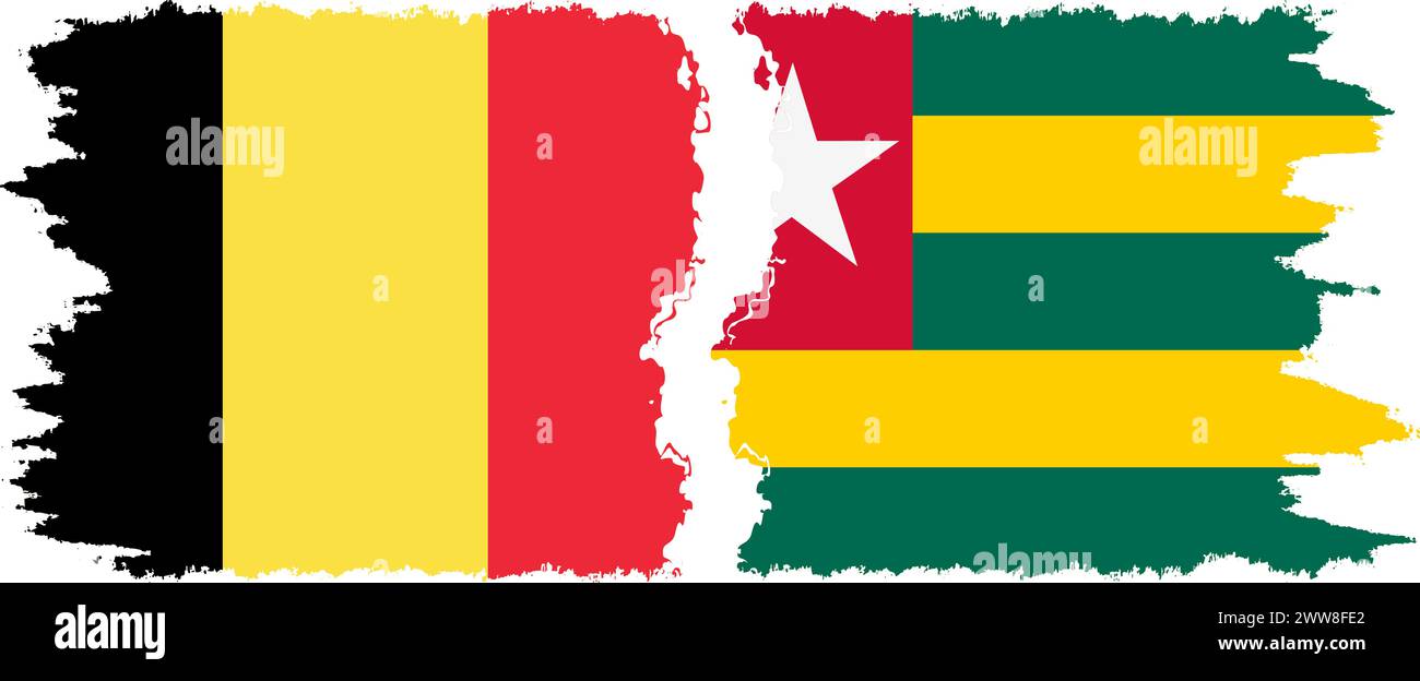 Togo and Belgium grunge flags connection, vector Stock Vector