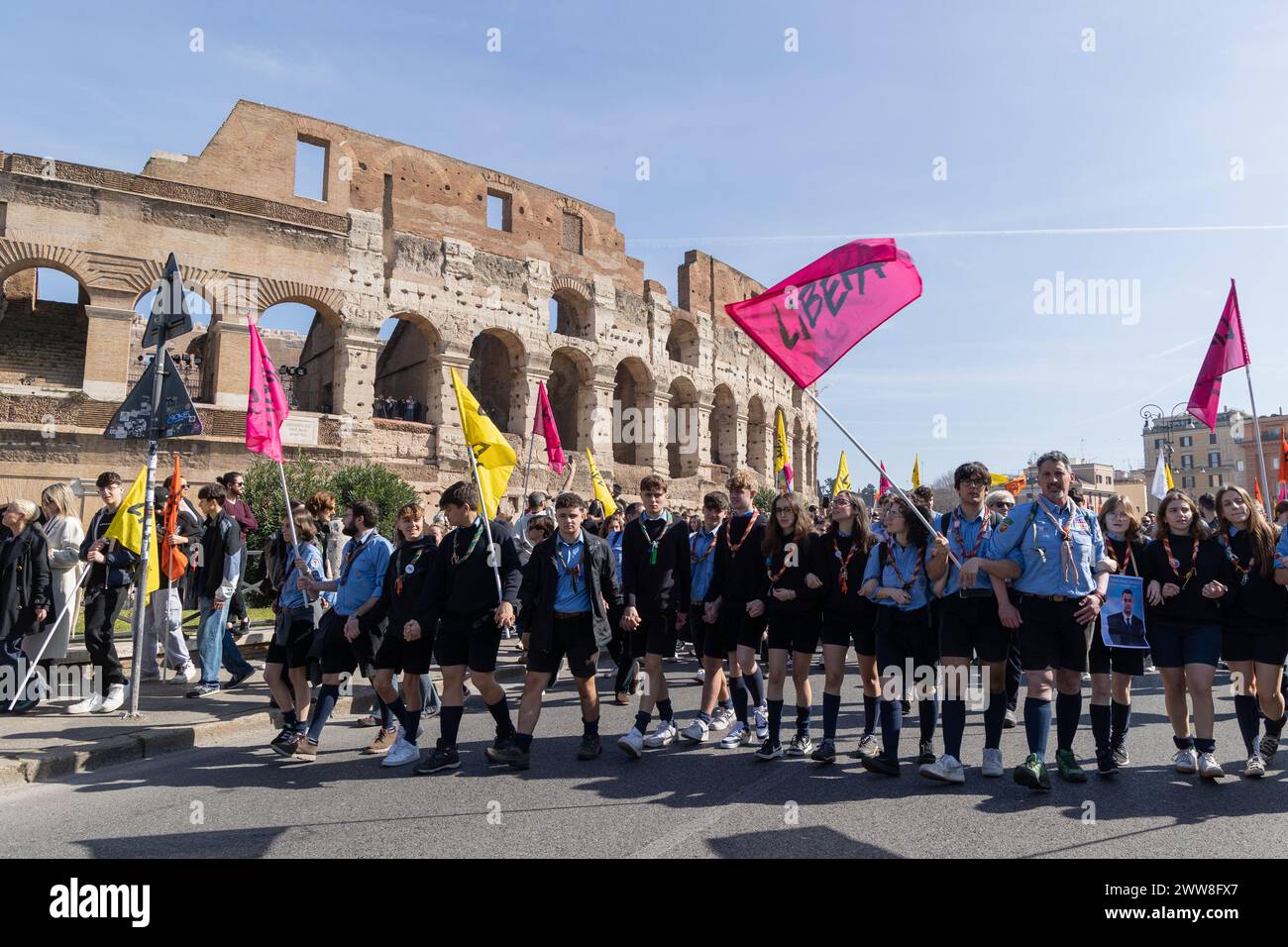 Demonstration Only Rome, Italy. 21st Mar, 2024. Demonstration in front of Colosseum in ...