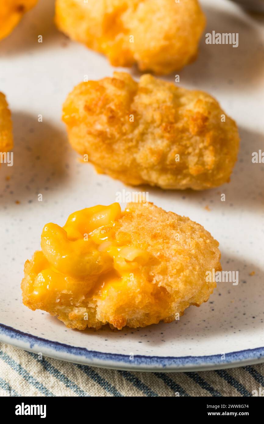 Deep Fried Macaroni and Cheese Bites with Ketchup for Dipping Stock