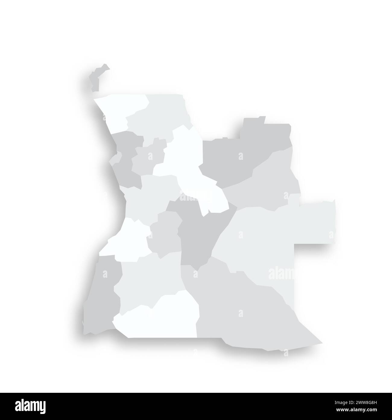 Angola political map of administrative divisions - provinces. Grey ...