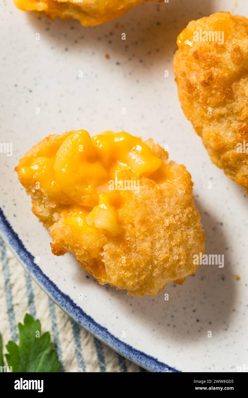 Deep Fried Macaroni and Cheese Bites with Ketchup for Dipping Stock