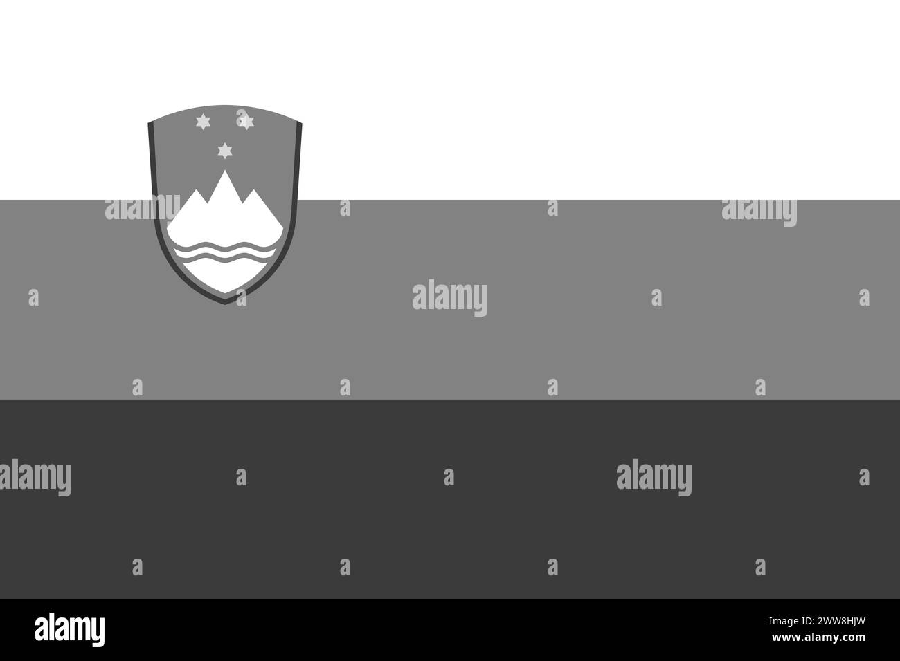 Slovenia flag - greyscale monochrome vector illustration. Flag in black ...