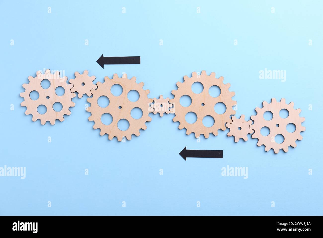 Business process organization and optimization. Scheme with wooden ...