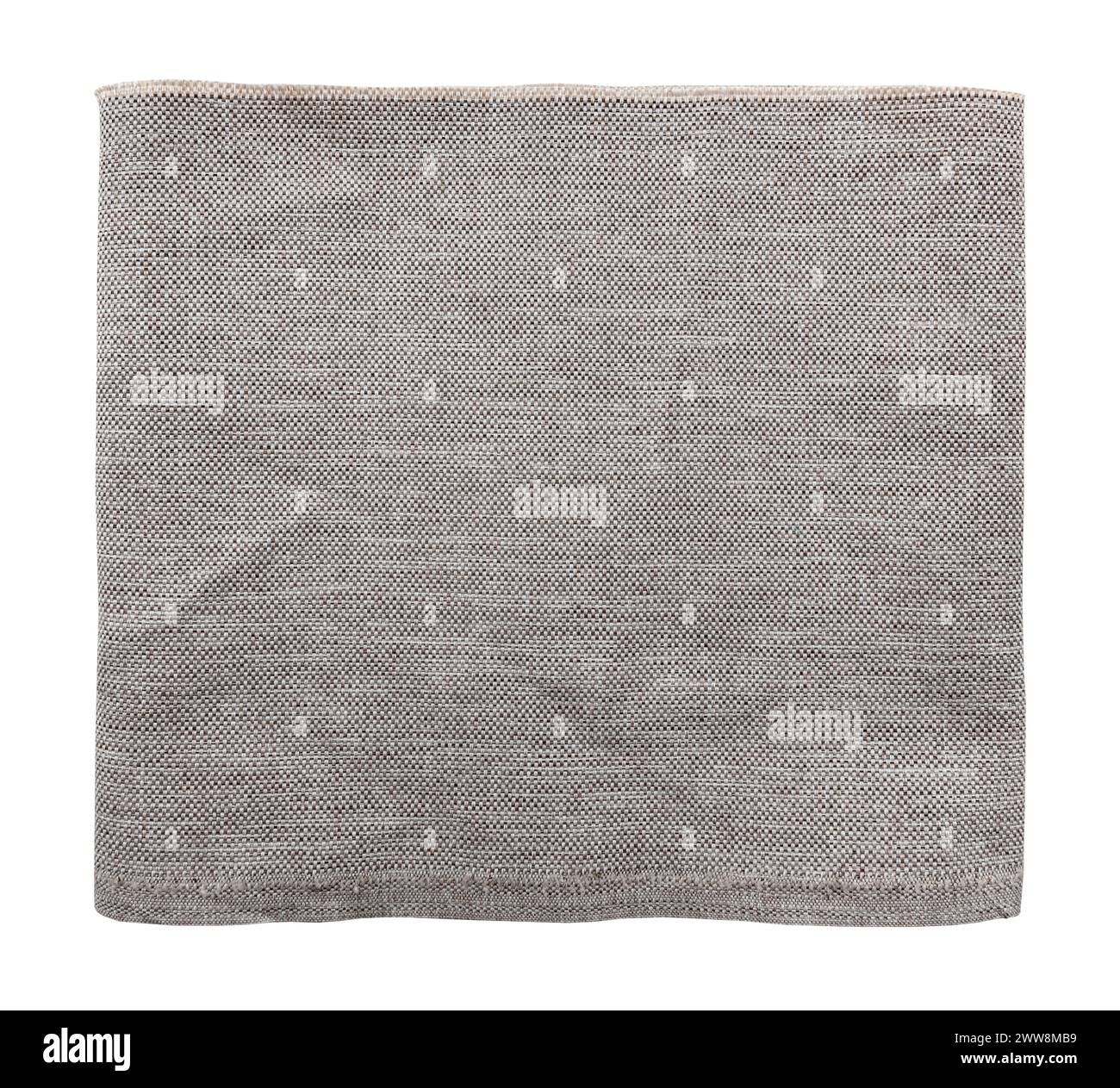 Square torn piece of gray fabric on a white background. Isolate light ...
