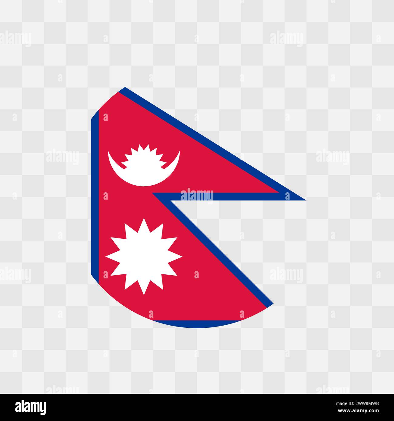 Nepal flag - circle vector flag isolated on checkerboard transparent ...