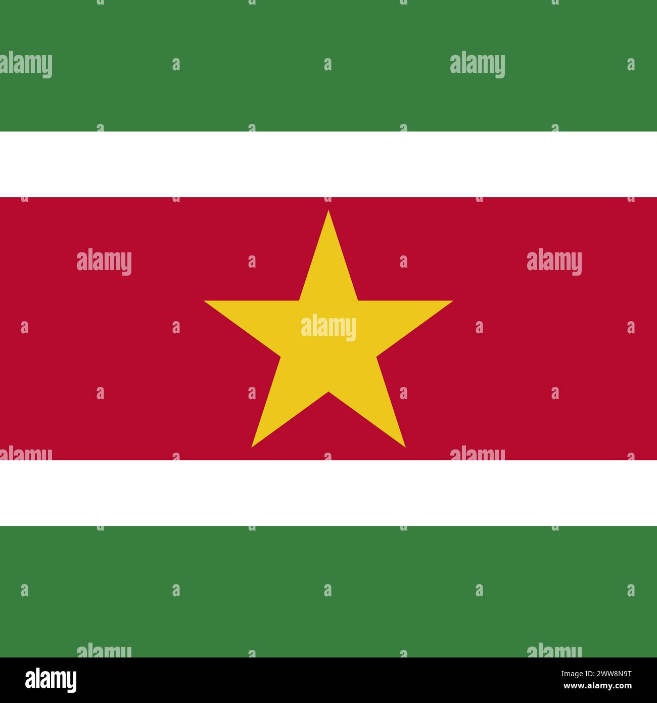 Suriname flag - solid flat vector square with sharp corners. Stock Vector