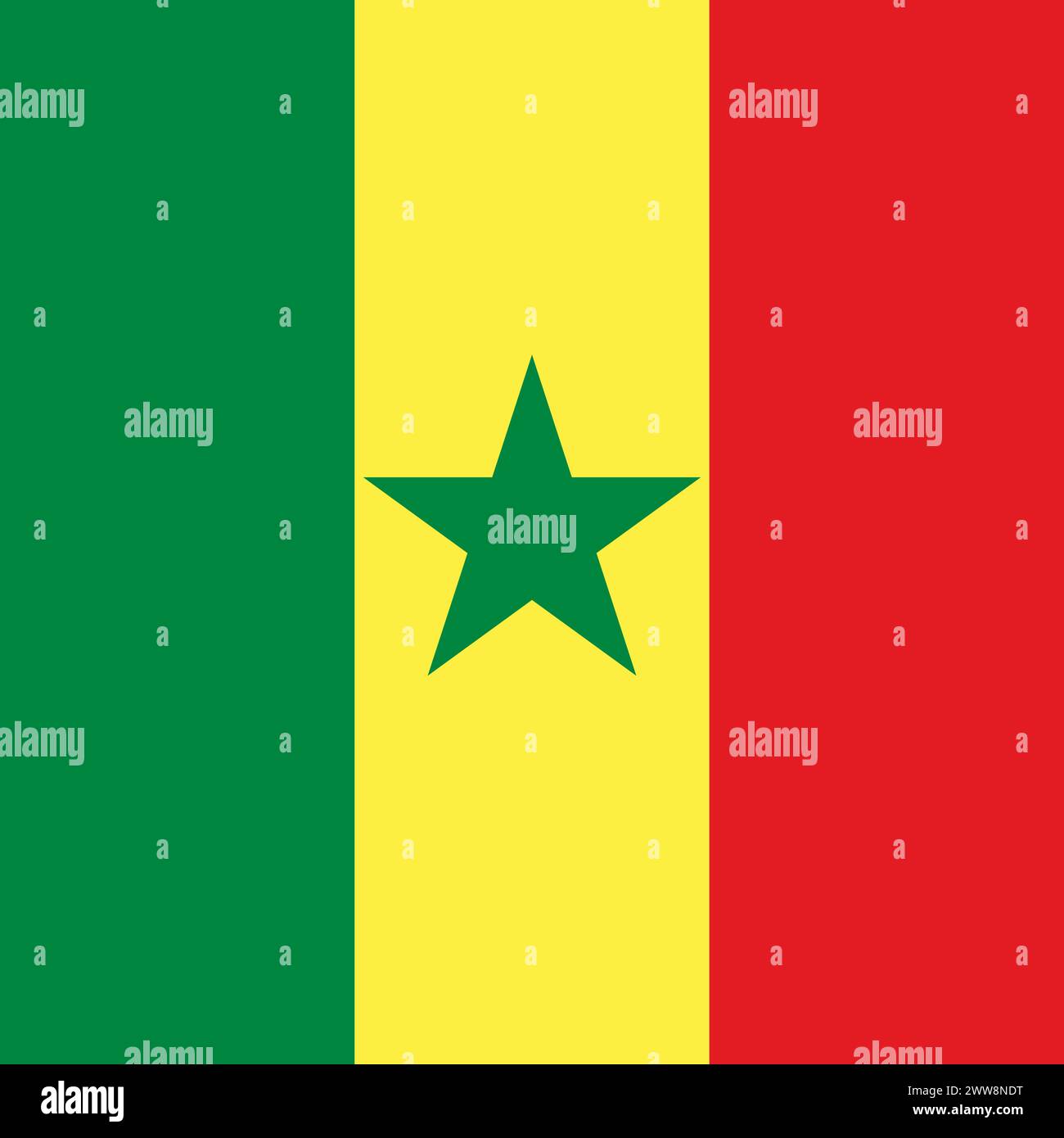 Senegal flag - solid flat vector square with sharp corners. Stock Vector