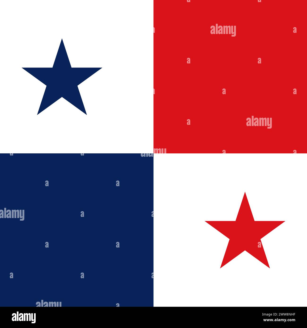 Panama flag - solid flat vector square with sharp corners. Stock Vector