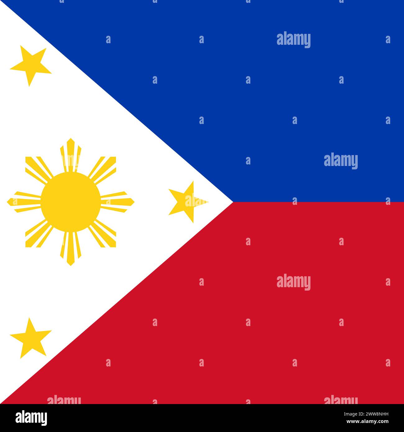 Philippines flag - solid flat vector square with sharp corners. Stock Vector
