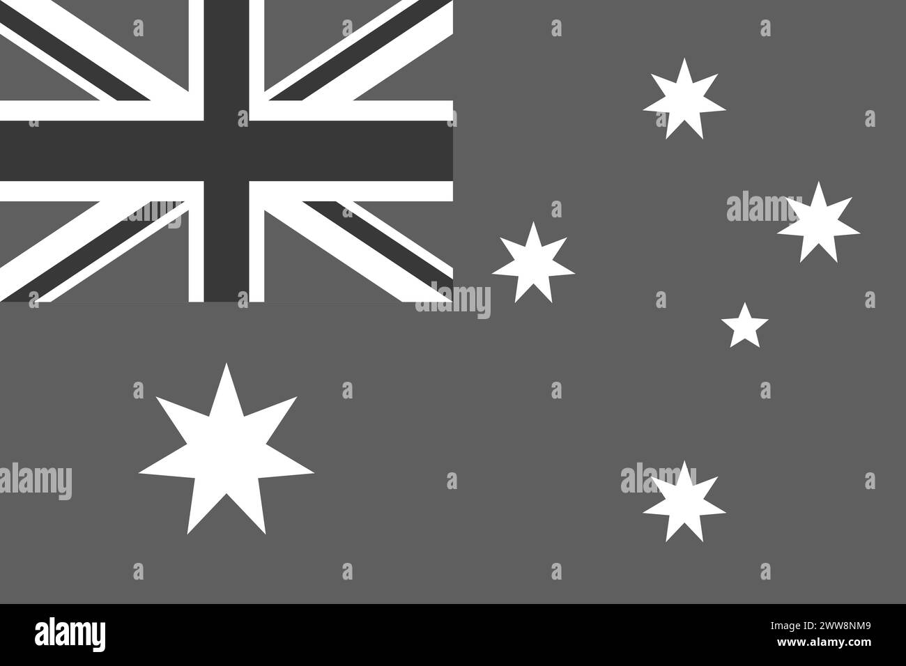 Australia flag - greyscale monochrome vector illustration. Flag in black and white Stock Vector