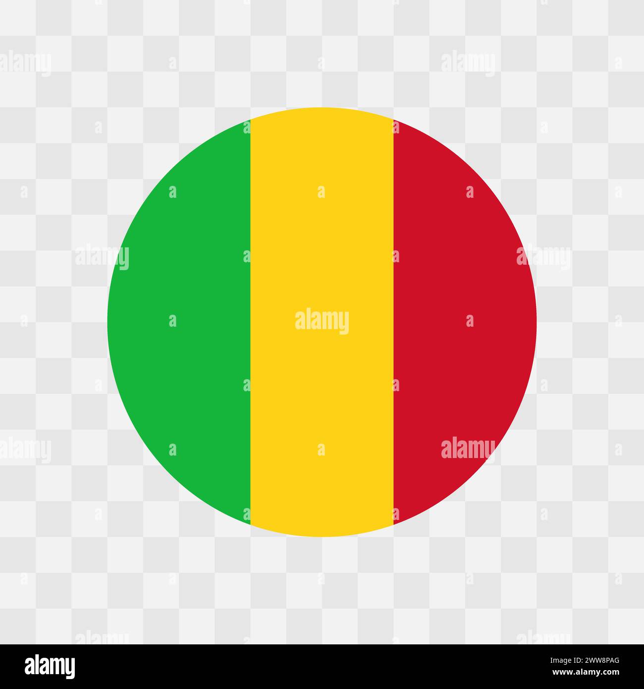 Mali flag - circle vector flag isolated on checkerboard transparent background Stock Vector