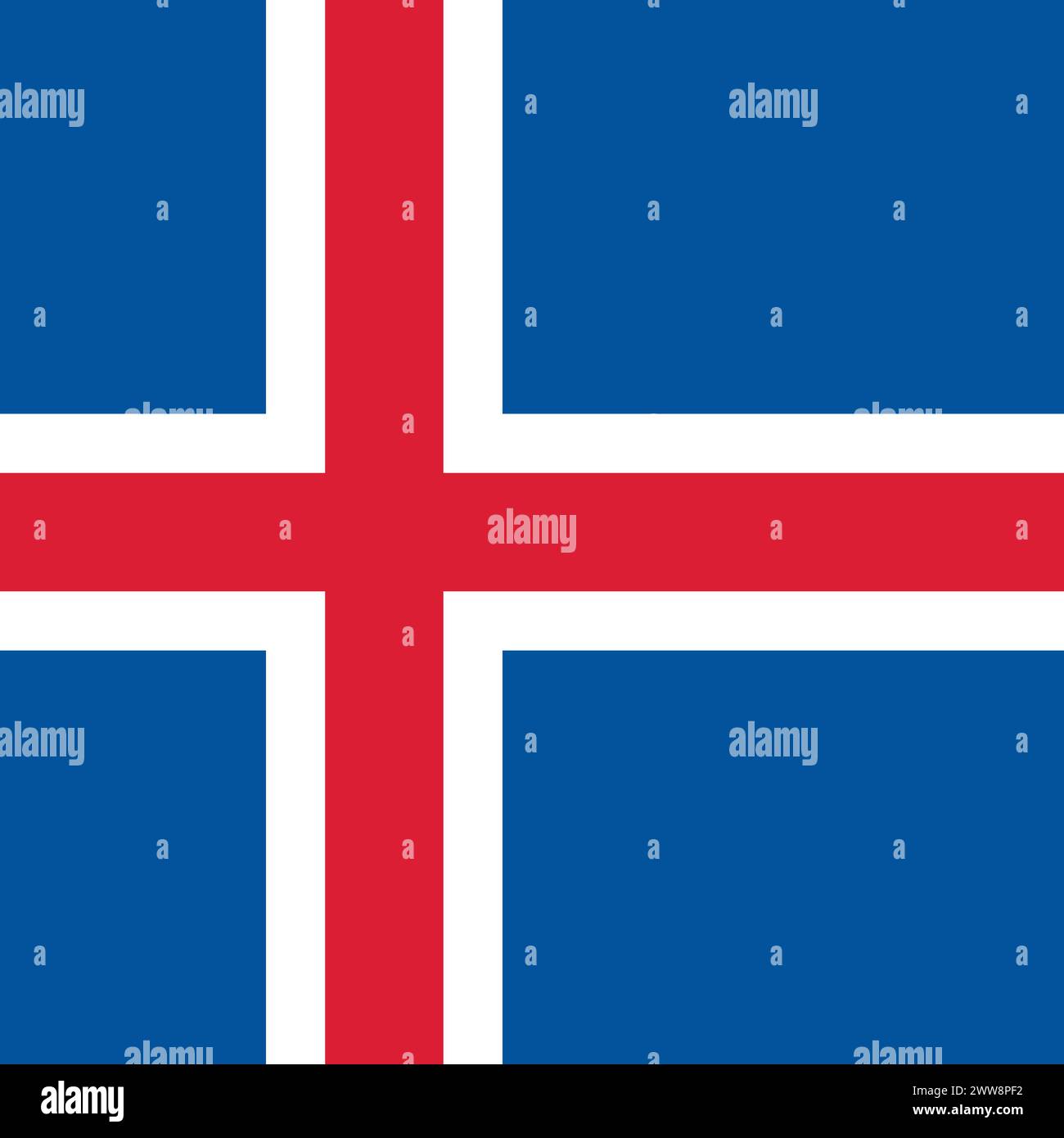 Iceland flag - solid flat vector square with sharp corners. Stock Vector