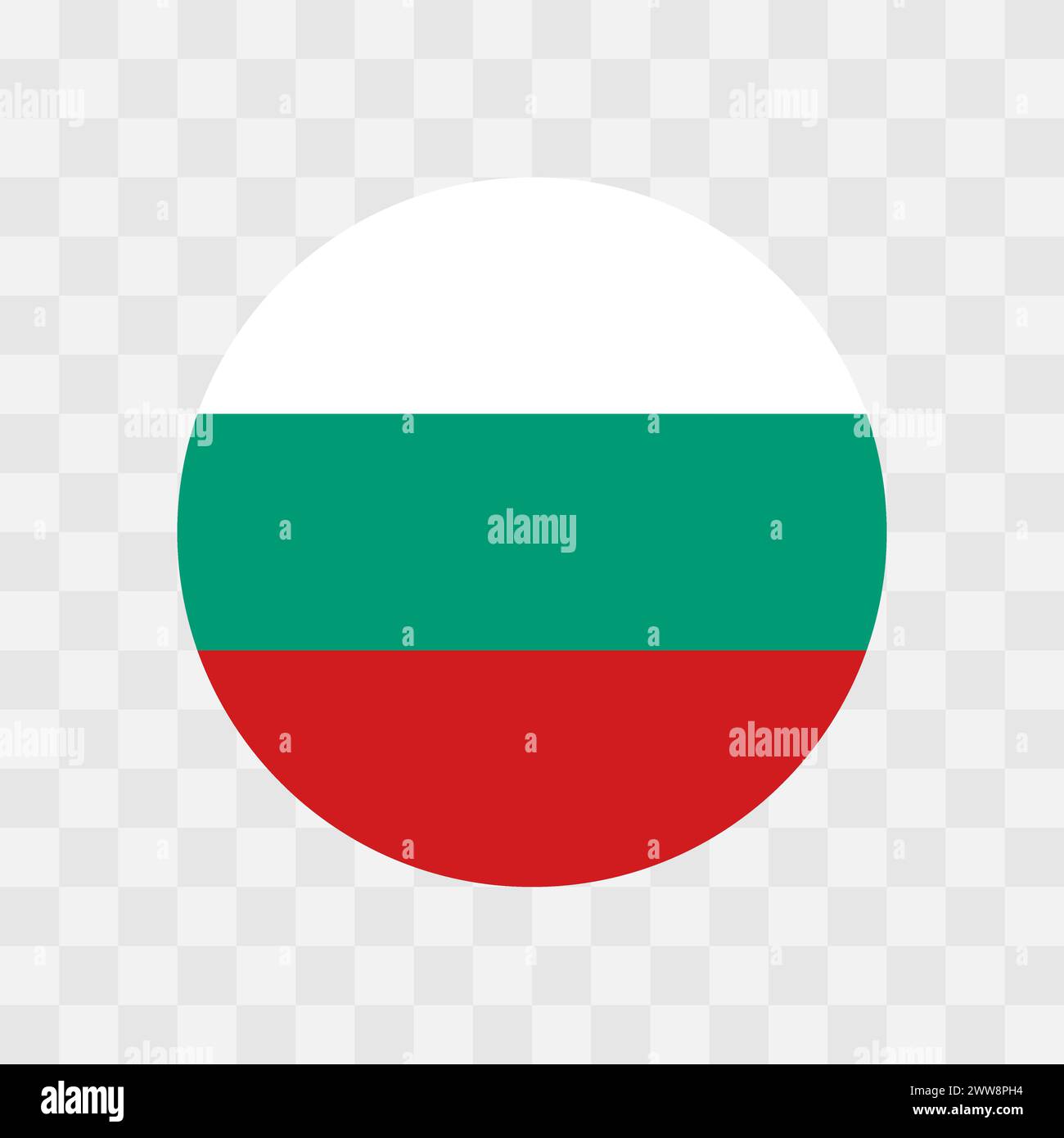 Bulgaria flag - circle vector flag isolated on checkerboard transparent background Stock Vector