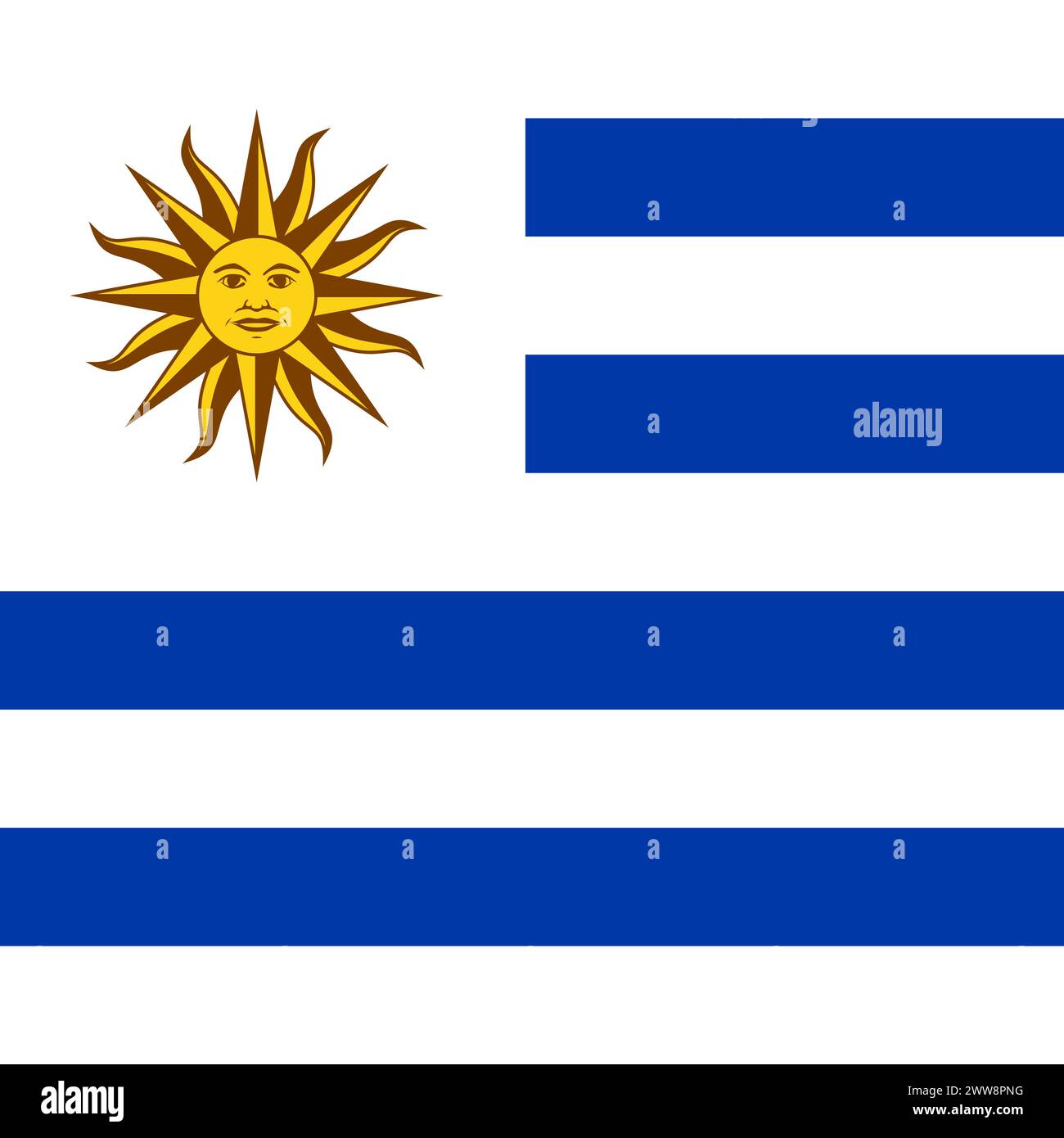 Uruguay flag - solid flat vector square with sharp corners. Stock Vector