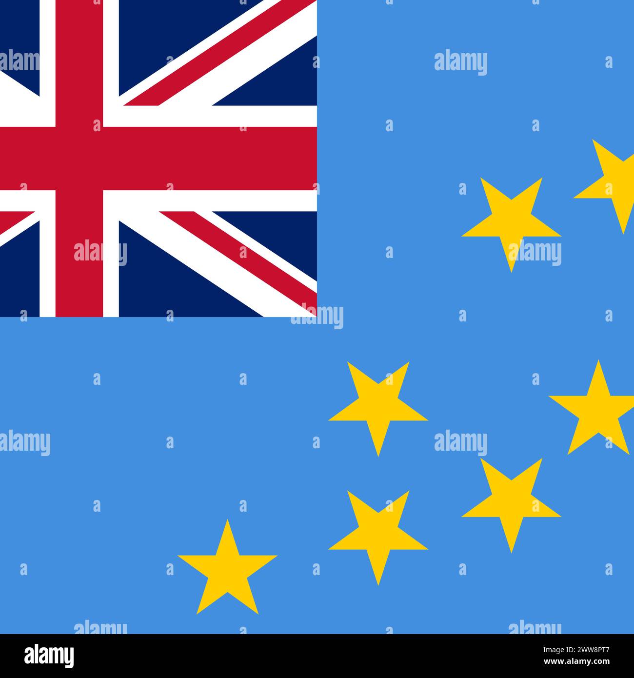 Tuvalu flag - solid flat vector square with sharp corners. Stock Vector