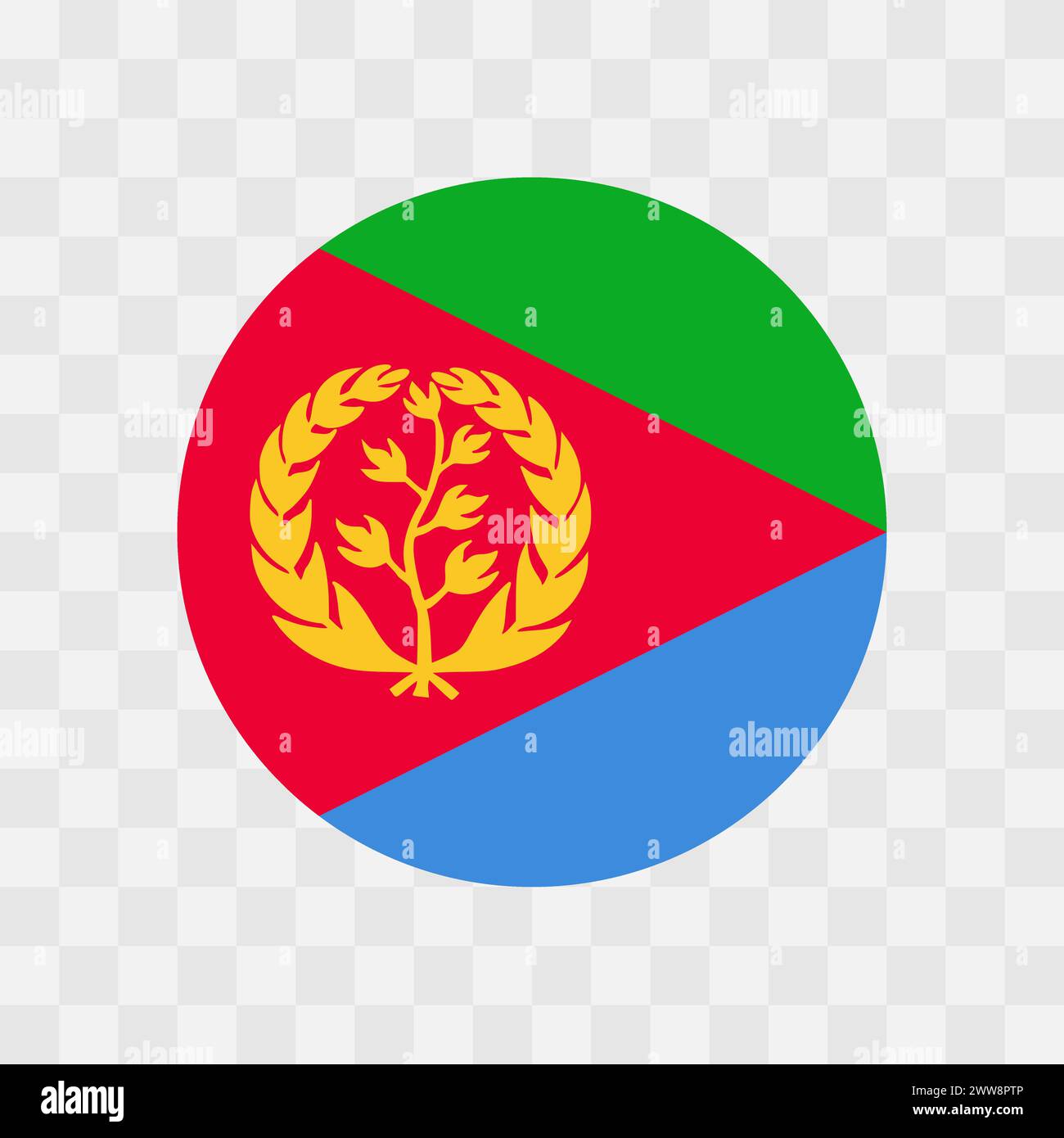 Eritrea flag - circle vector flag isolated on checkerboard transparent background Stock Vector