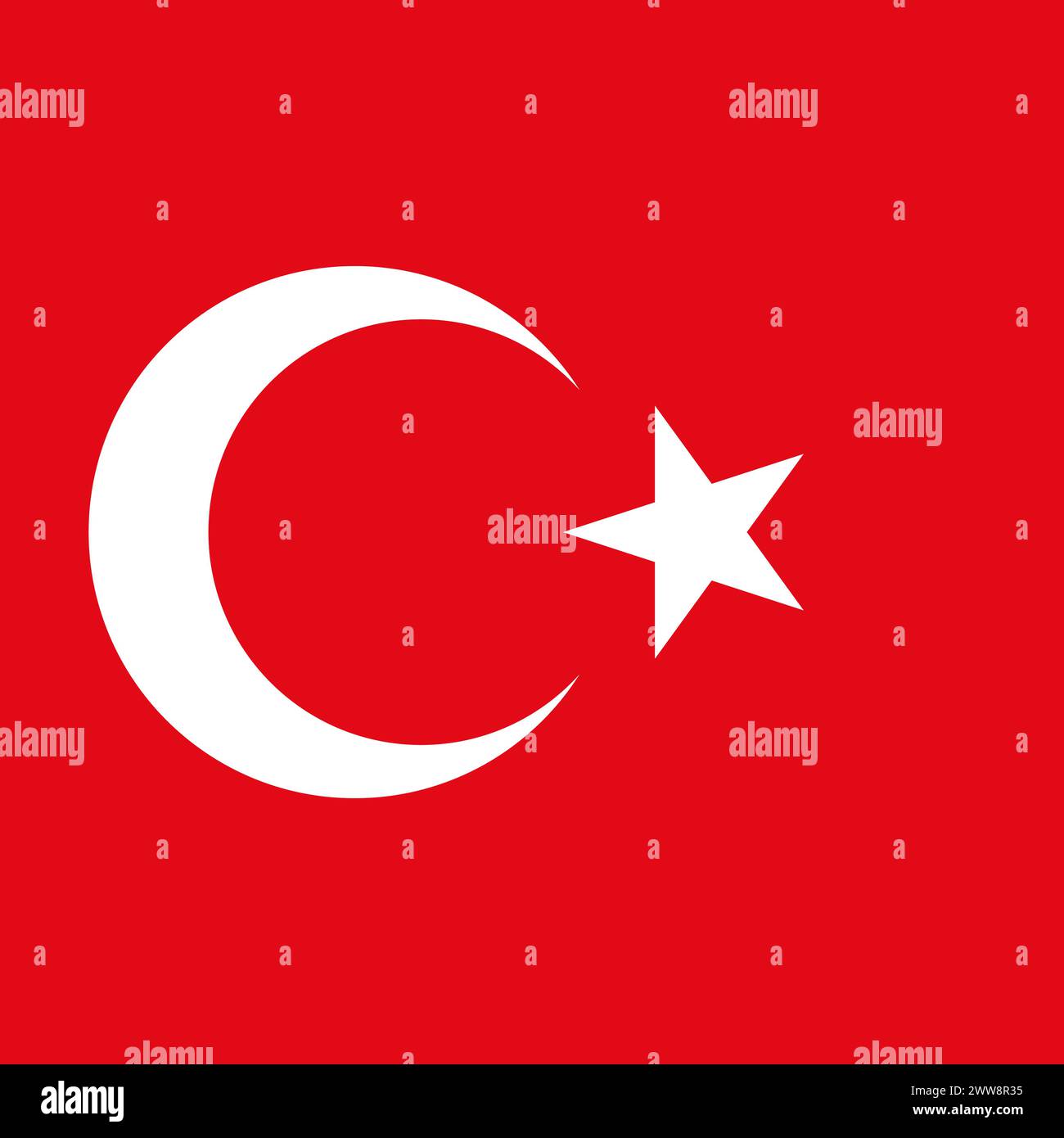 Turkey flag - solid flat vector square with sharp corners. Stock Vector
