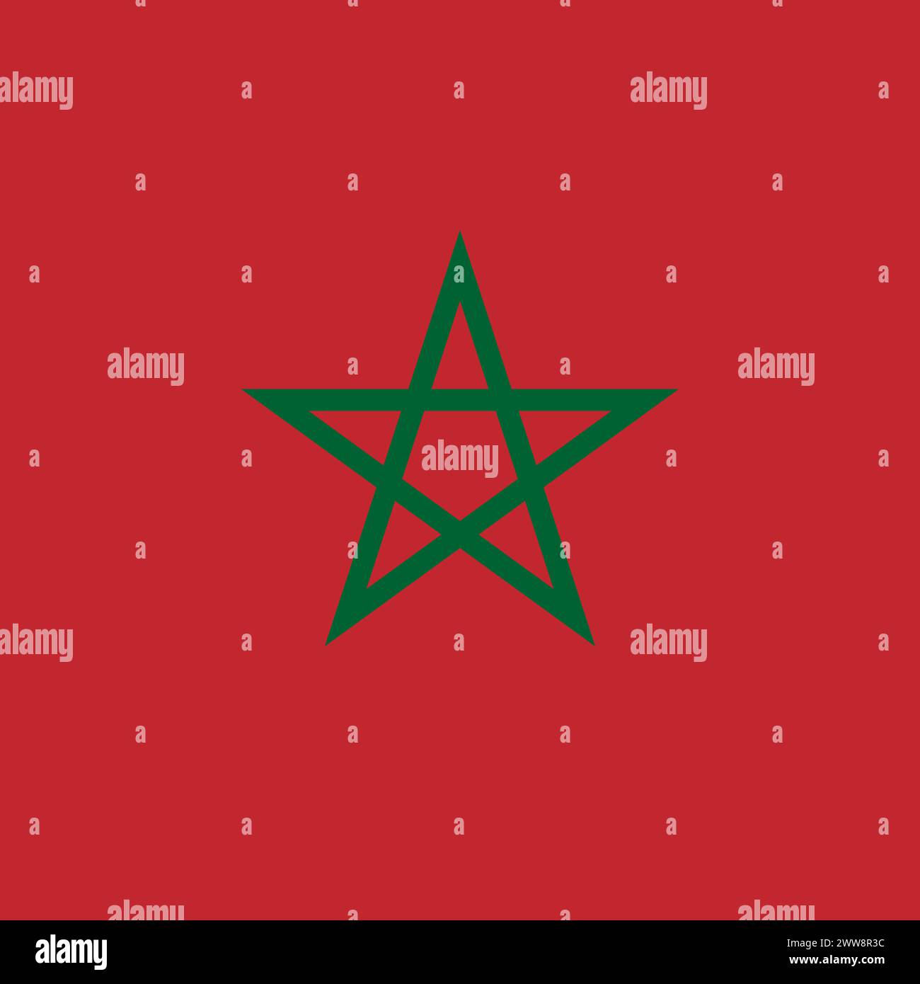 Morocco flag - solid flat vector square with sharp corners. Stock Vector