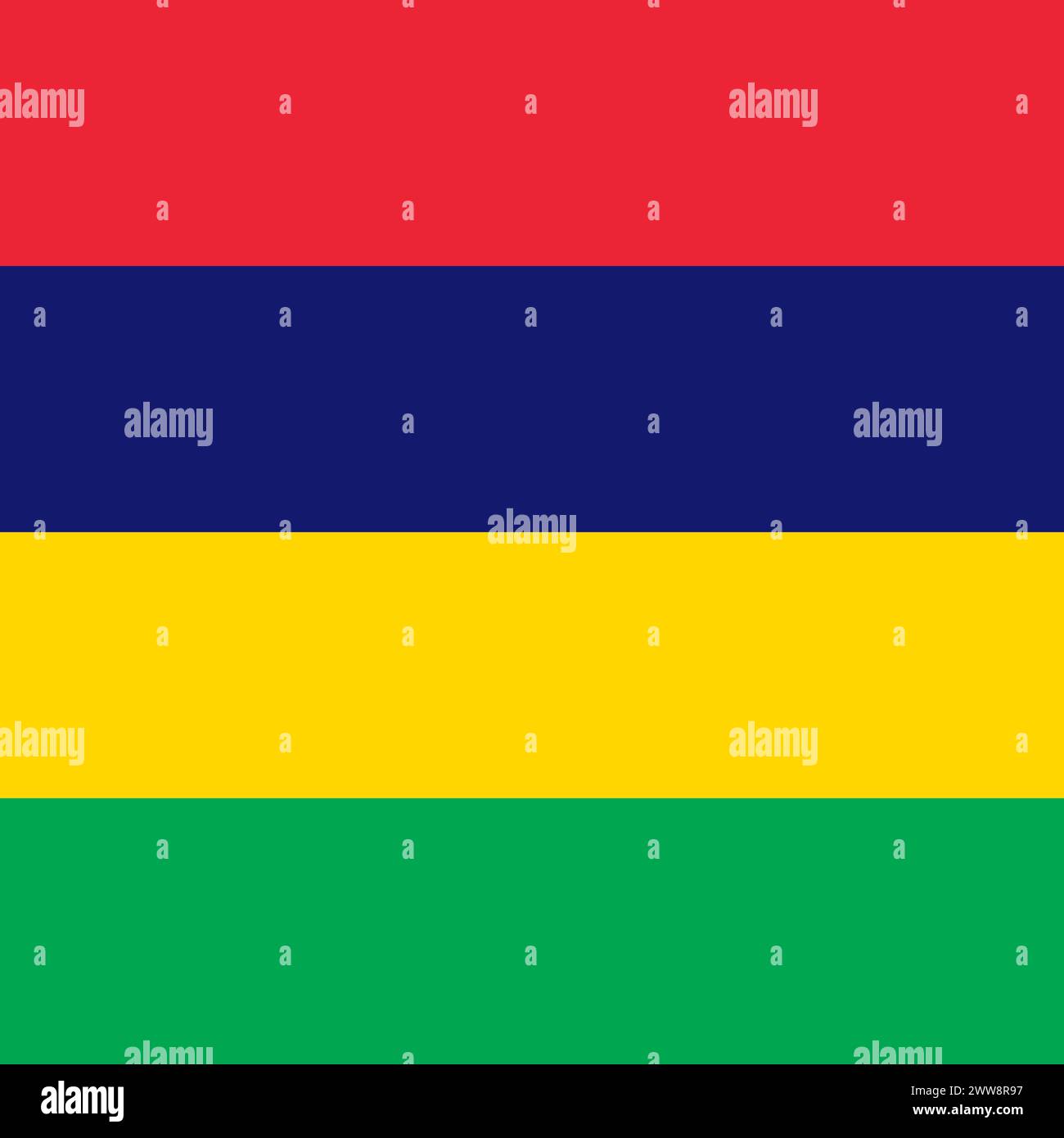 Mauritius flag - solid flat vector square with sharp corners. Stock Vector