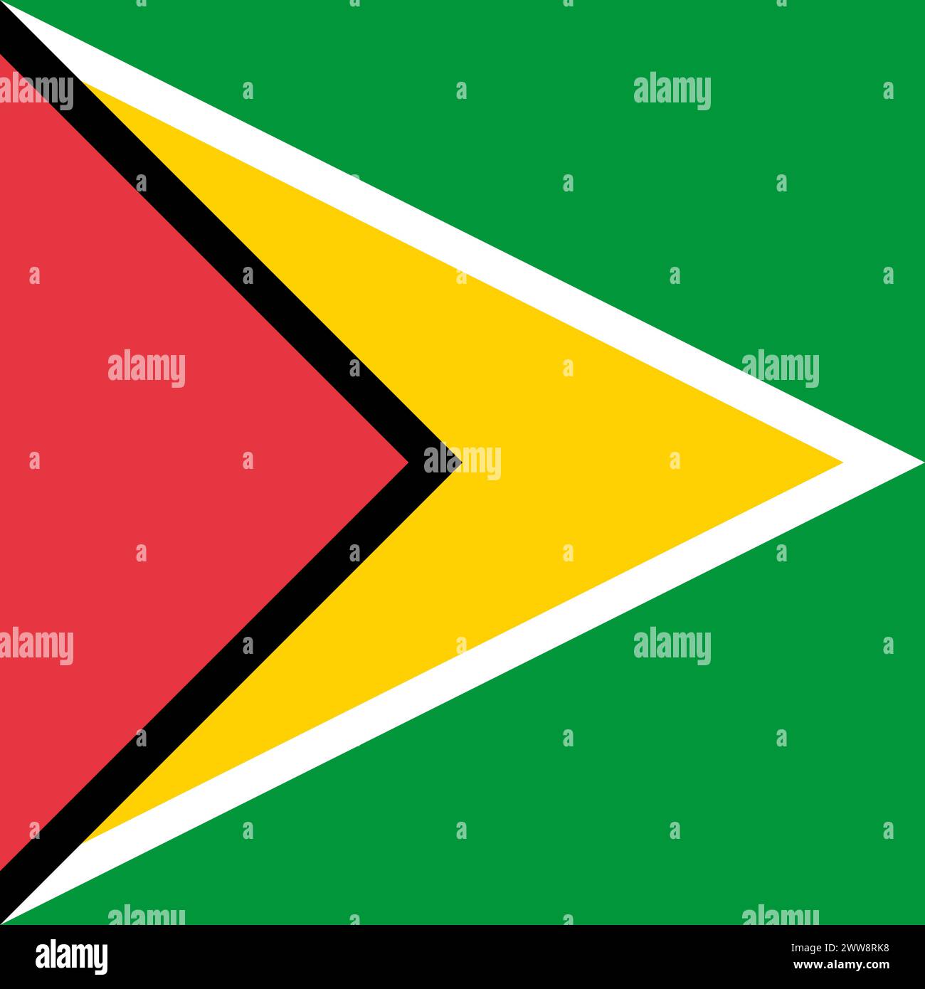 Guyana flag - solid flat vector square with sharp corners. Stock Vector