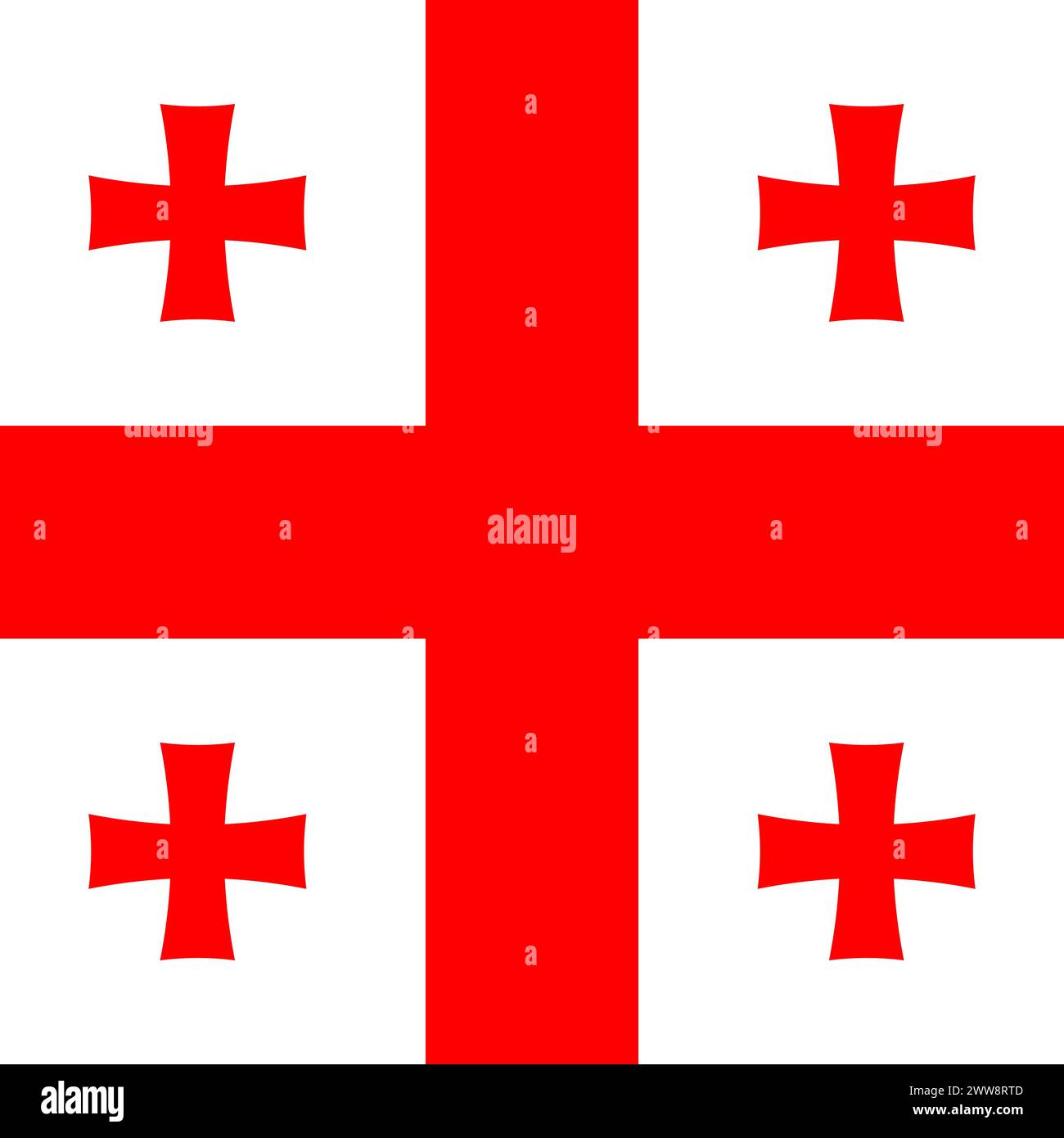 Georgia flag - solid flat vector square with sharp corners. Stock Vector
