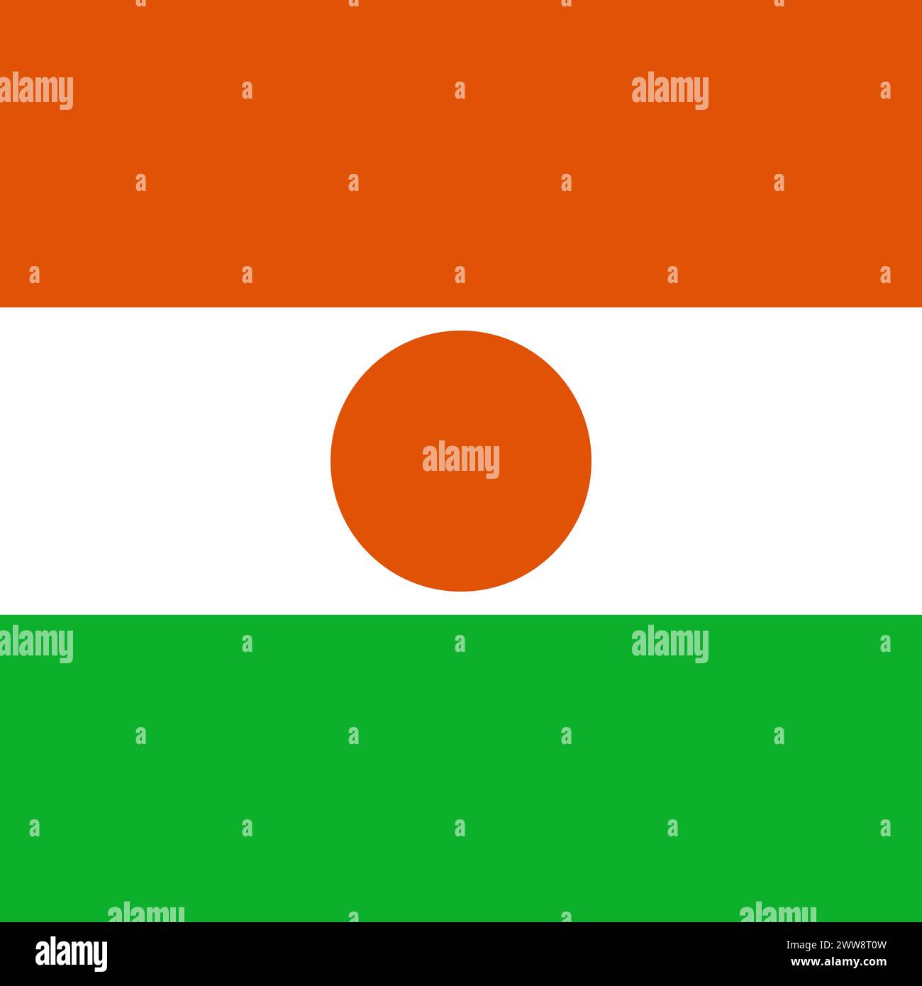 Niger flag - solid flat vector square with sharp corners. Stock Vector