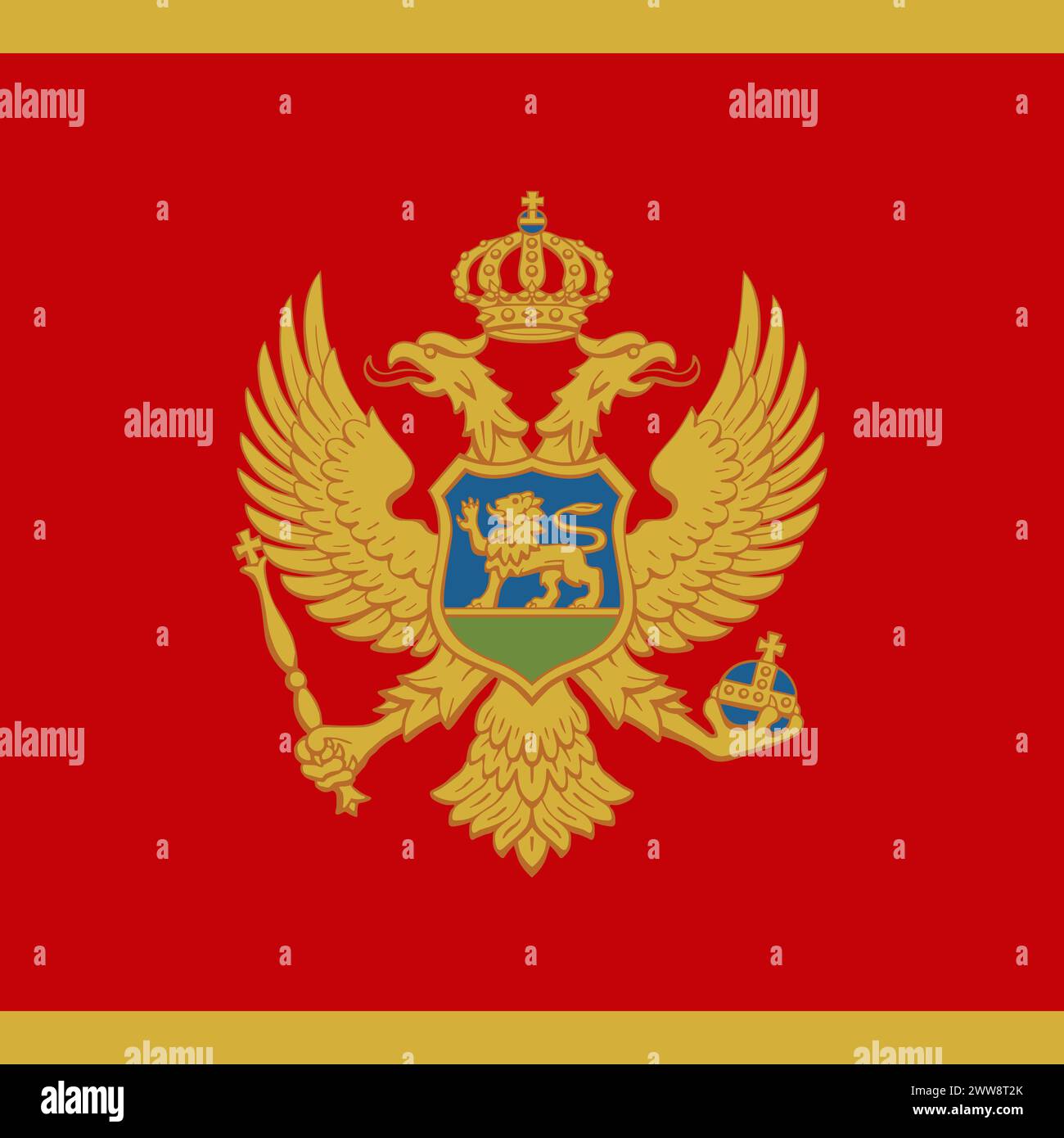 Montenegro flag - solid flat vector square with sharp corners. Stock Vector
