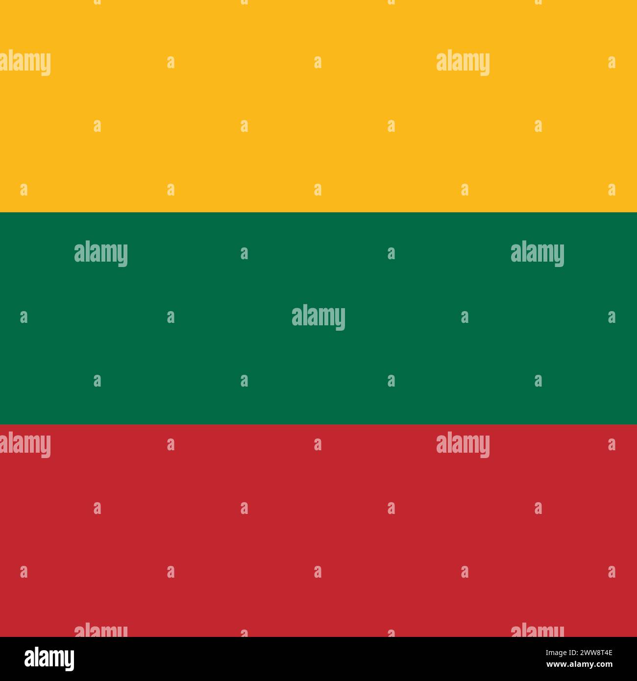 Lithuania flag - solid flat vector square with sharp corners. Stock Vector