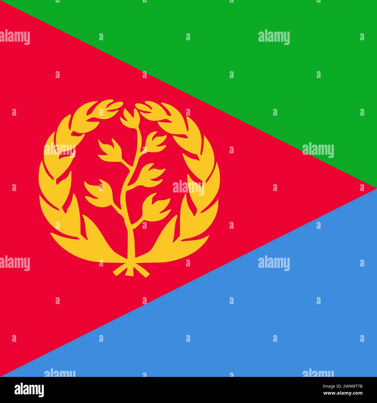 Eritrea flag - solid flat vector square with sharp corners. Stock Vector